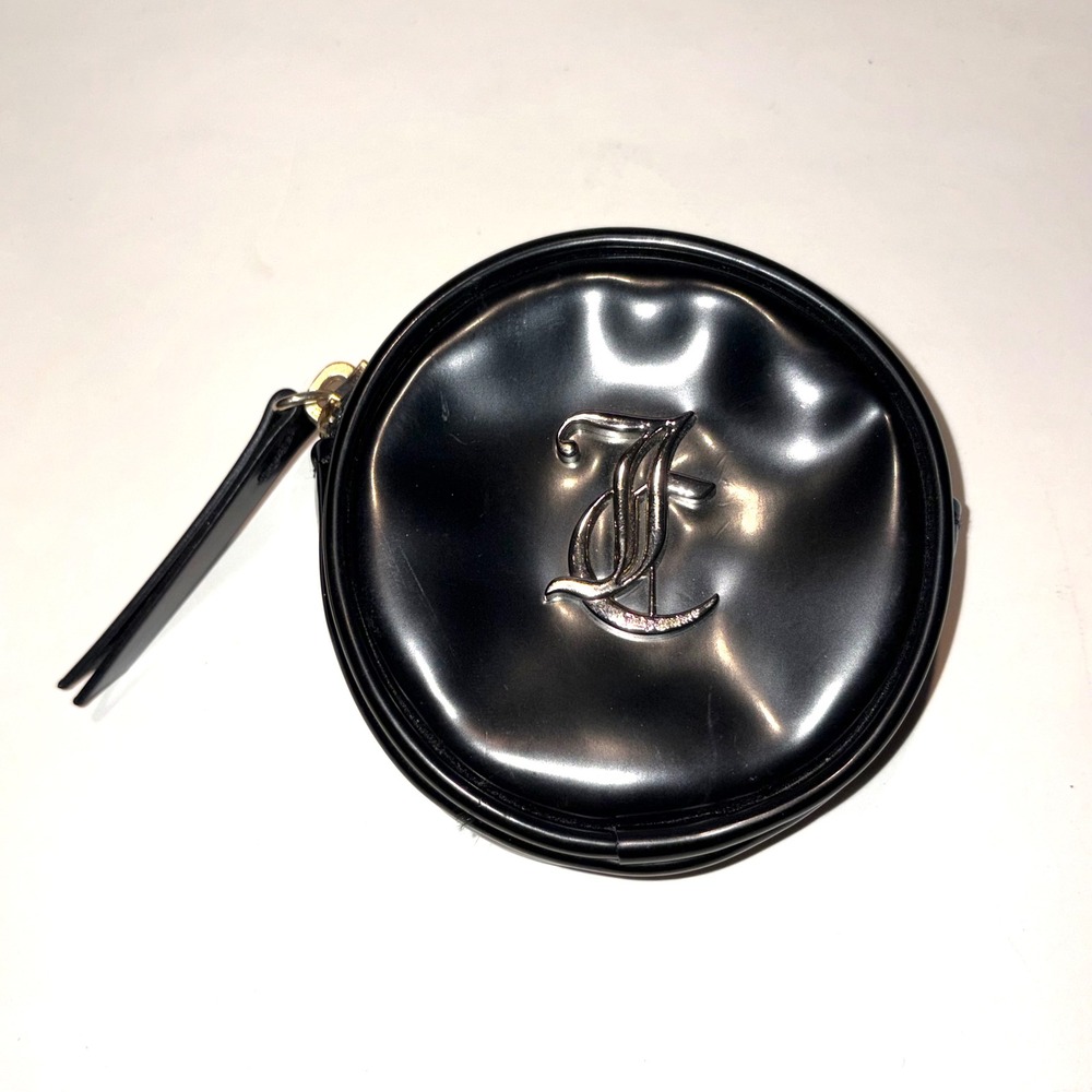 Juicy Couture Coin Purse Y2K Black Faux Leather 3.75x1